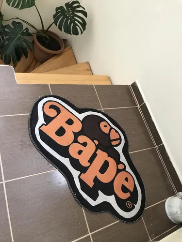 Vista 4 de BAPE - Alfombra moderna de decoración naranja, 35 pulgadas de ancho x 23 pulgadas de largo (23.6 x 35.4 in), tapete para habitación de niños