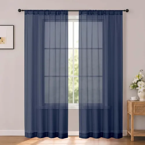 Vista 14 de OWENIE White Sheer Curtains 96 Inches Long 2 Panels for Living Room 52 Wide