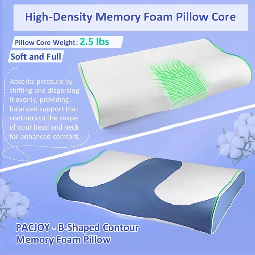 Vista 2 de Almohada cervical para el cuello, almohadas refrescantes ultrafinas para aliviar el dolor de cuello, hombros, espuma viscoelástica ergonómica