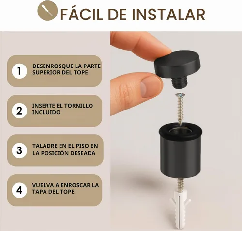 Vista 4 de Mega Handles Tope para puerta de piso, color negro mate