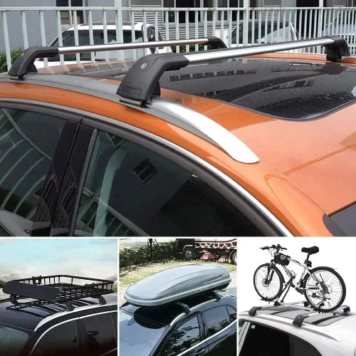 Vista 3 de Barra transversal de aluminio con cerradura para riel de techo, 2 unidades, compatible con Volvo XC40 2018-2024