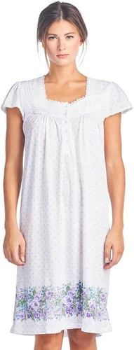 Vista 6 de Casual Nights Camisón de encaje floral con mangas casquillo para mujer