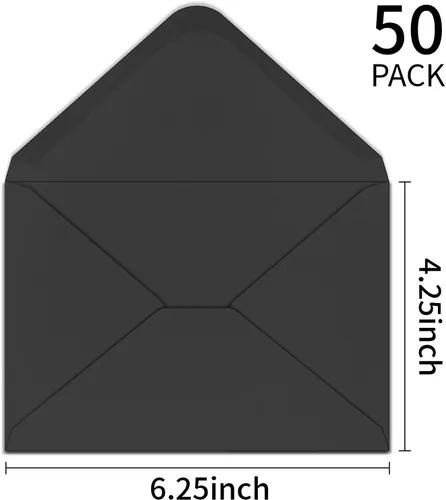 Vista 2 de Paquete de 50 sobres negros A4 de 4 x 6 pulgadas para invitaciones, imprimibles, autosellables para bodas, invitaciones, fotos, postales, tarjetas