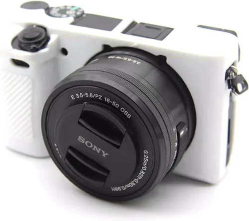 Vista 6 de Casos de cámara de silicona segura profesional Carcasa de goma para cámara Sony Alpha a6400 sin espejo (rosa)