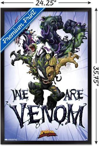 Vista 3 de Trends International Marvel Comics TV - Póster de pared de Spider- Man: Maximum Venom - We Are Venom, 22.375 x 34 pulgadas, versión enmarcada