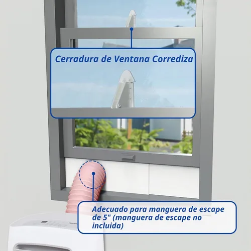 Vista 6 de Kit de ventana de aire acondicionado portátil para manguera de escape de 5 pulgadas de diámetro, paneles de sellado de ventana ajustables de 59