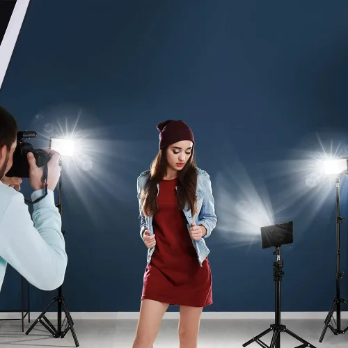 Vista 3 de 3 paquetes de 70 LED Luz de video con soporte de trípode ajustable/Filtros de color, Kit de iluminación de estudio USB Obeamiu 5600K