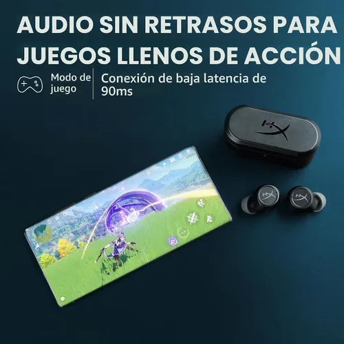Vista 5 de HyperX Cirro Buds Pro - Auriculares inalámbricos verdaderos, cancelación activa de ruido, ANC, modo de sonido ambiental, baja latencia, Bluetooth