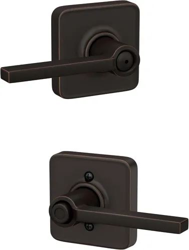 Vista 12 de Schlage F51A LAT 716 Latitude - Manija de puerta con bloqueo de entrada con llave, en acabado de bronce envejecido