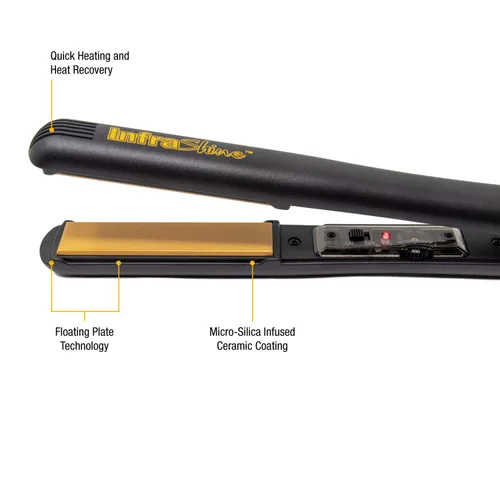 Vista 3 de Plancha plana mediana original, 1 pulgada, color negro, placas flotantes de cerámica para un cabello suave, brillante y sin encrespamiento