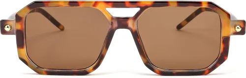 Vista 2 de FEISEDY Gafas de sol vintage cuadradas de los años 70, estilo aviador, para mujeres y hombres, marco clásico, retro, elegante, UV400, B2622