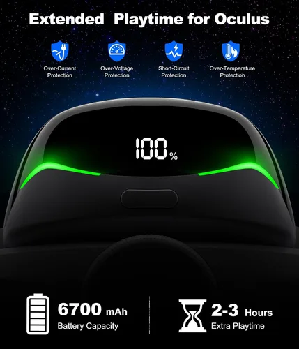 Vista 4 de Kawaye Head Strap for Meta Quest 3S/3/2, 6700mAh Hot-Swap Batteries for Oculus Head Strap Extend 2-3Hrs,Dual Dial Adjustable VR Headset Strap for