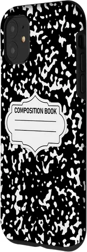 Vista 2 de Funda para iPhone 11, libro de notas de composición de regreso a la escuela, abstracto, retro