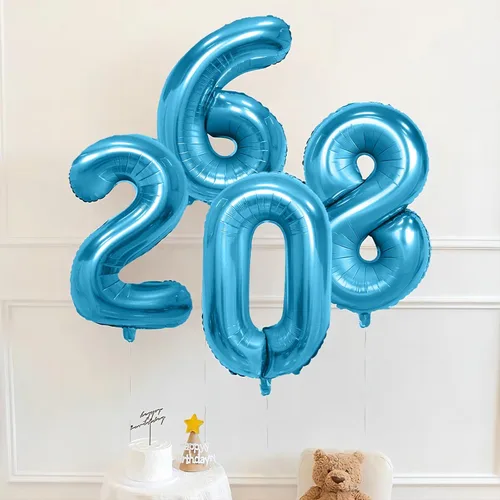 Vista 6 de Globo azul con el número 0, 40 pulgadas, Mylar premium, reutilizable, para decoración de fiesta de cumpleaños