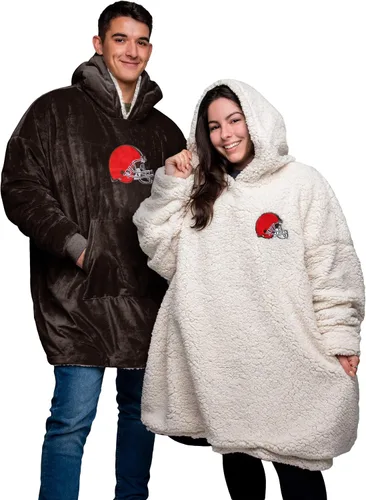 Vista 17 de FOCO NFL Unisex NFL Team Reversible Oversized Sherpa Hoodie Sweatshirt Big Logo Hoodeez