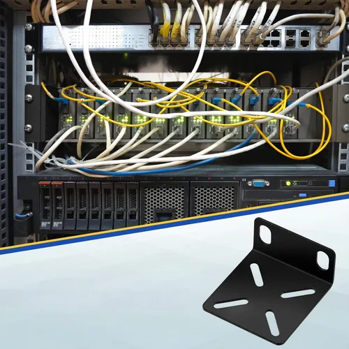 Vista 7 de Pelopy Kit de montaje en rack, orejas ajustables para interruptores de 17.3 Soportes de metal negro, 0.551-1.142 in de espaciado ajustable, 2