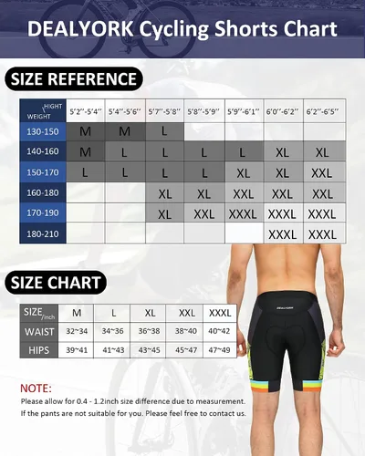 Vista 6 de DEALYORK Pantalones cortos de ciclismo acolchados para hombre, ropa interior de bicicleta con acolchado 3D, forro de montaña, para ciclismo