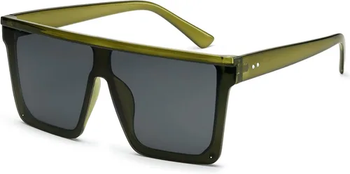 Vista 29 de Dollger - Gafas de sol cuadradas de gran tamaño para mujer y hombre, de moda, armazón negro con parte superior plana
