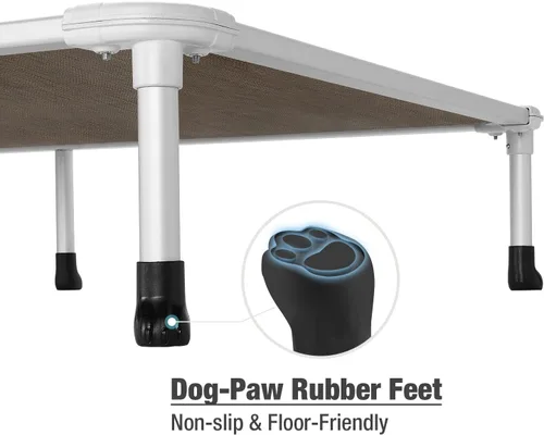 Vista 114 de Veehoo Cama elevada para perros a prueba de mordidas - Cuna elevada refrescante para mascotas - Marco de aluminio plateado y tela de malla