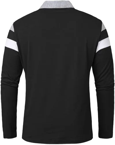 Vista 2 de NAVEKULL Polo de manga corta y larga para hombre, camisa casual con cuello con cremallera de 14