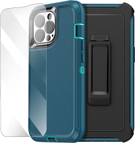 Vista 20 de AICase Funda para iPhone 14 Pro Max (6.7") con Protector de Pantalla de Vidrio, Protección contra Caídas de Servicio Pesado, Cuerpo Completo