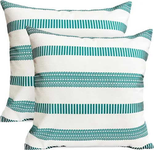 Vista 38 de Juego de 2 fundas de almohada decorativas negras boho 16x16 pulgadas, fundas de almohada de lino modernas estilo bohemia campestre para exteriores