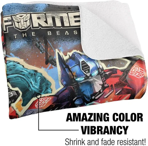 Vista 3 de Transformers: Rise of The Beasts - Manta de 50 x 60 pulgadas Optimus Primal Primal Mural Silky Touch Sherpa Back Super Soft