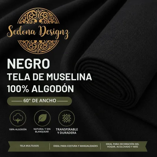 Vista 2 de Sedona Designz The Yard - Tela de muselina 100% algodón, 60 pulgadas de ancho (1 yarda)