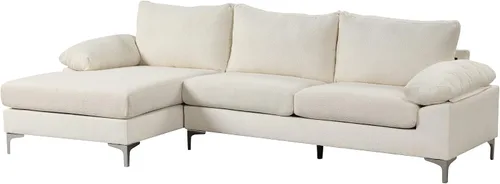 Vista 5 de Casa Andrea Milano BOUCLÉ - Sofá modular en forma de L, sofá de lujo con diván extra ancho, sofá para sala de estar, apartamento, salón, color crema