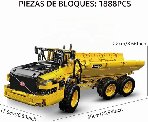Vista 5 de Mould King Kit de bloques de construcción de camión volquete de ingeniería 17010, bloques de construcción MOC para construir, regalo
