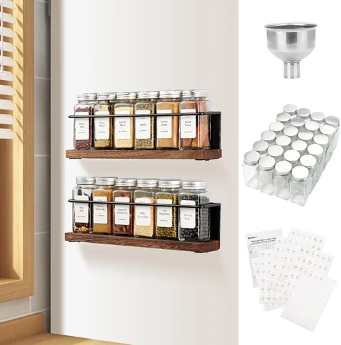 Vista 10 de Paquete de 2 Organizador de Especiero Magnético Fuerte para Refrigerador y Horno de Microondas, Estante de Metal para Refrigerador, Ahorrador