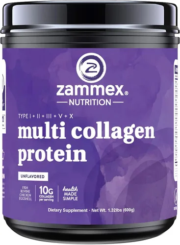 Vista 2 de Zammex Péptidos de colágeno múltiple, sin sabor+sabor a chocolate