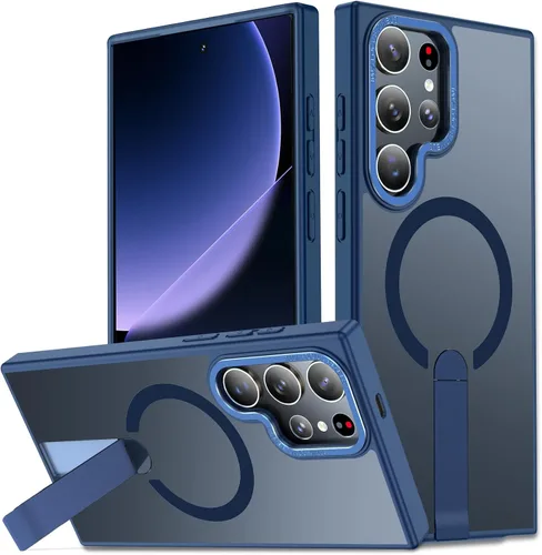 Vista 33 de Funda para Samsung Galaxy S24+ Plus [soporte integrado], compatible con carga inalámbrica MagSafe, [prueba de caídas de grado militar] Funda Azul
