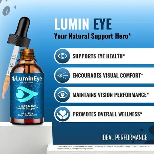 Vista 4 de LuminEye Drops, gotas oficiales de suplemento de salud ocular LuminEye, máxima fuerza, bienestar visual natural y vista cristalina, cuentagotas