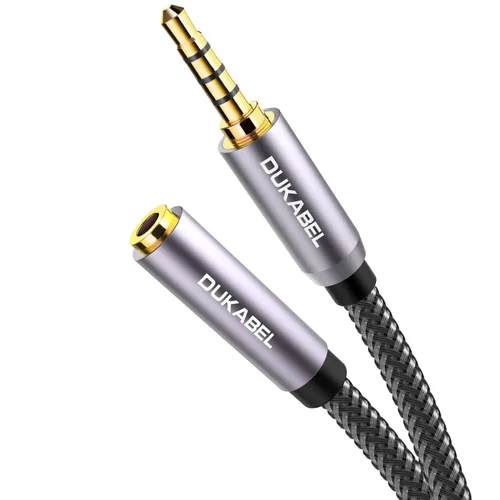 Vista 9 de DUKABEL Cables de extensión para auriculares, 1.2 metros (4 pies) con ángulo recto de 3.5mm TRRS para auriculares con micrófono y extensión