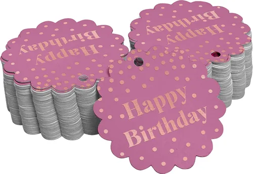 Vista 56 de Etiquetas de papel para colgar con texto en inglés «Happy Birthday» (50 unidades)