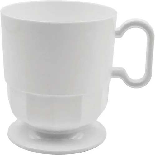 Vista 14 de Party Essentials Taza de café de plástico duro de 8 onzas con asa, 20 unidades, color negro bistró
