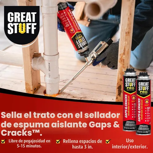 Vista 5 de GREAT STUFF PRO Gaps & Cracks - Kit de sellador de aislamiento de espuma