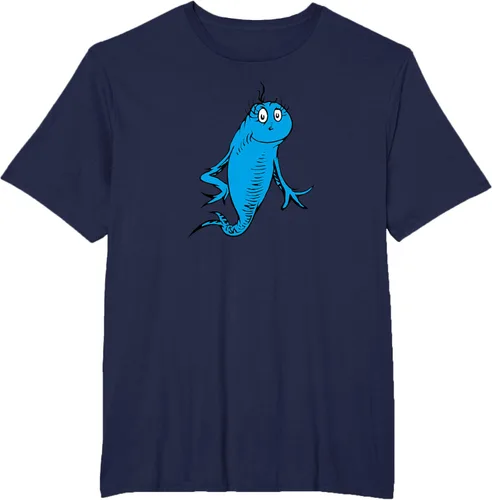 Vista 65 de Dr. Seuss Blue Fish Character - Camiseta con licencia oficial Negro