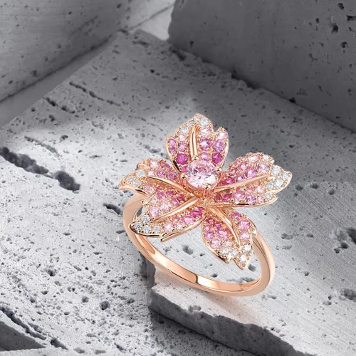 Vista 3 de Santuzza Anillo de plata de ley con piedras preciosas para mujer