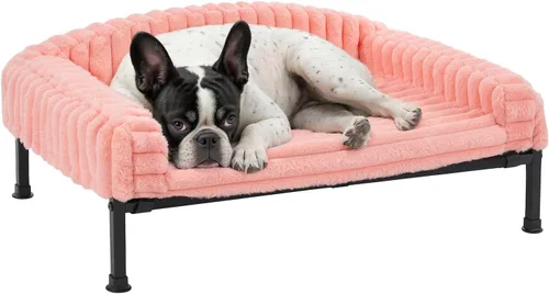 Vista 16 de Veehoo Cama elevada para perros con cojín de cojín, sofá cama de felpa esponjosa para perros pequeños, gatos, cuna elevada lavable para mascotas