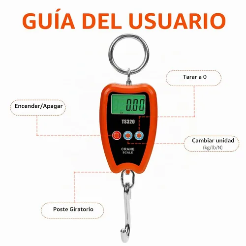 Vista 5 de Balanza de grúa digital Outmate 300 kg/660 lb 200 kg/440 lb con LED Balanza colgante mini portátil para garaje, granja, caza, pesca, etc.
