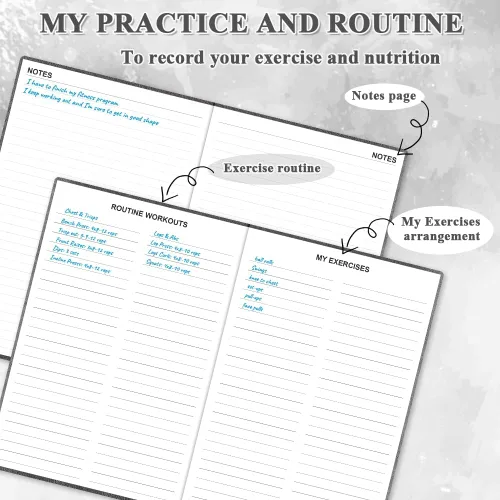 Vista 5 de Planificador de ejercicios para mujer y hombre, planificador de fitness para mujeres y hombres, A5, agenda de entrenamiento de tapa dura