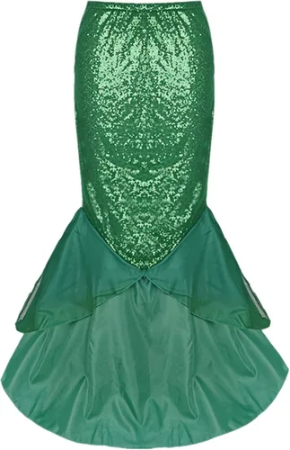 Vista 5 de TSSOE Disfraz de sirena para mujer con lentejuelas brillantes cola larga para fiesta de Halloween