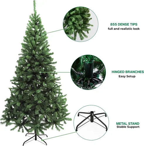 Vista 3 de Perfect Holiday Árbol de Navidad, 7 pies, PVC clásico de hoja perenne
