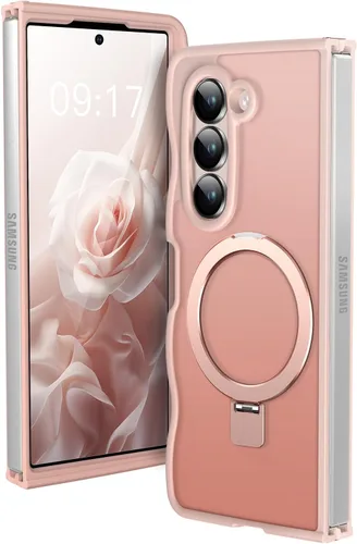 Vista 9 de Soporte magnético y marco ondulado: funda para Samsung Galaxy Z Fold 6 [compatible con MagSafe] [protección militar contra caídas] no amarillenta