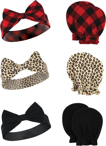 Vista 148 de Hudson Baby Conjunto de diadema de algodón y manoplas para rascar para bebé