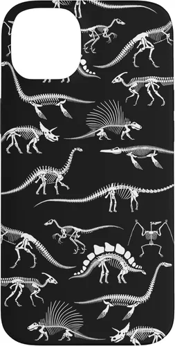 Vista 15 de Funda para iPhone 17 con diseño de huesos de dinosaurio fosilizado con animales prehistóricos