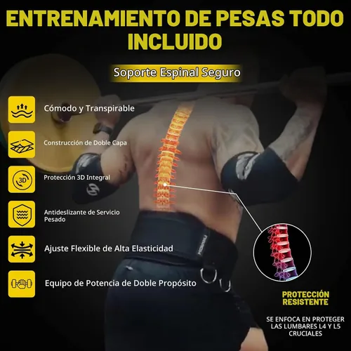Vista 4 de Cinturón de levantamiento de pesas 2 en 1 y cinturón de inmersión con cadena de acero de 41 pulgadas, diseño de doble capa, cinturón de gimnasio