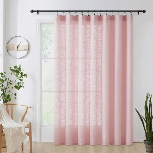 Vista 9 de FMFUNCTEX - Cortinas de puerta corrediza natural de 84" de lino transparente para sala de estar, divisor de 100" de ancho, cortinas extra anchas